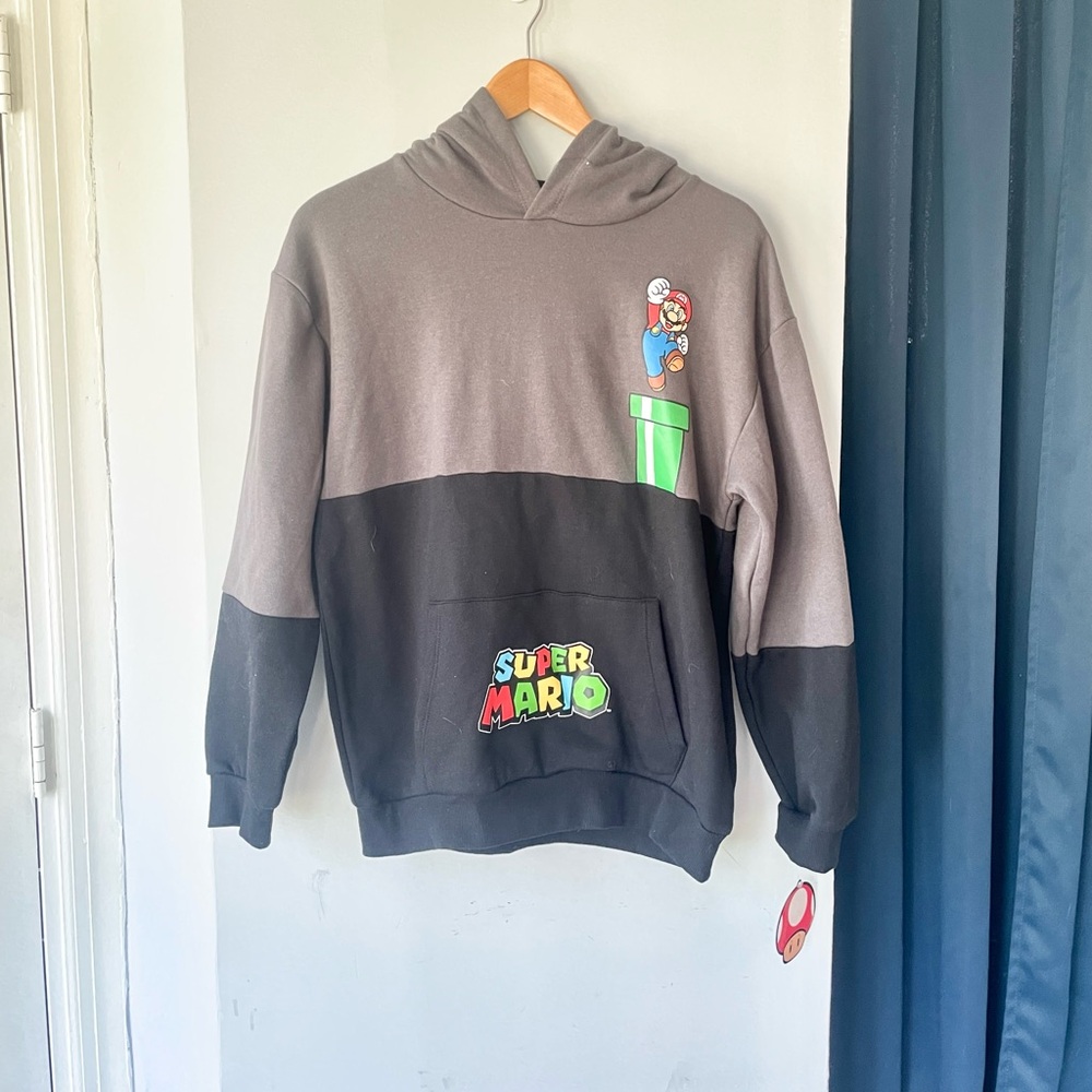 Super Mario Black and Gray Hoodie
